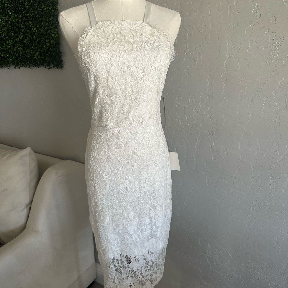 Lulu's White Sheath Halter Midi Dress